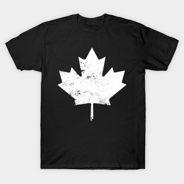 White Distressed Canada Maple Leaf T-Shirt by DazzlingApparel